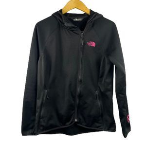 The North Face Womens Hooded Black Jacket w/ Pink Womens Cancer Ribbon Size L